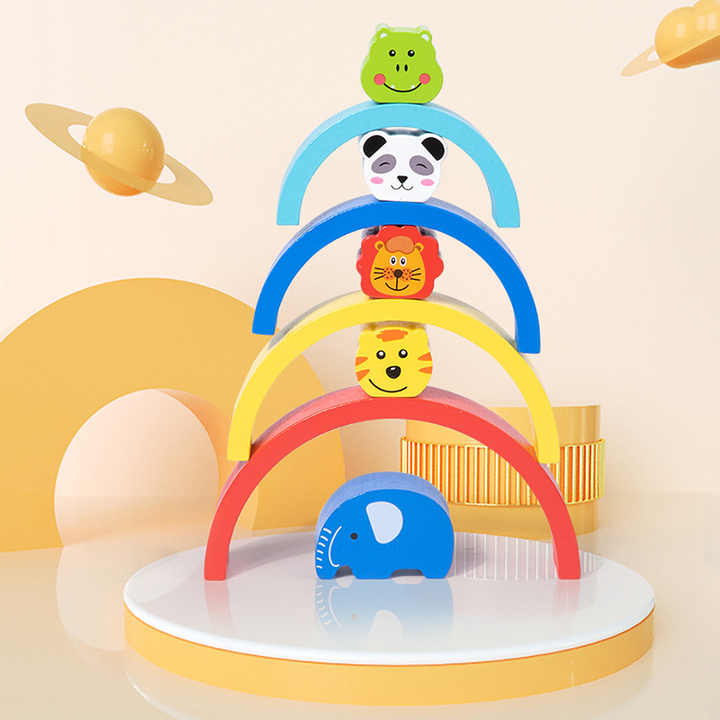 4-in-1 Wooden Animal Stacking & Balancing Game