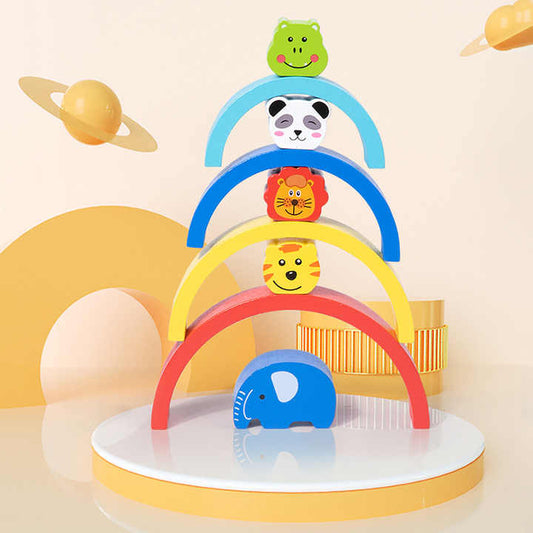 4-in-1 Wooden Animal Stacking & Balancing Game