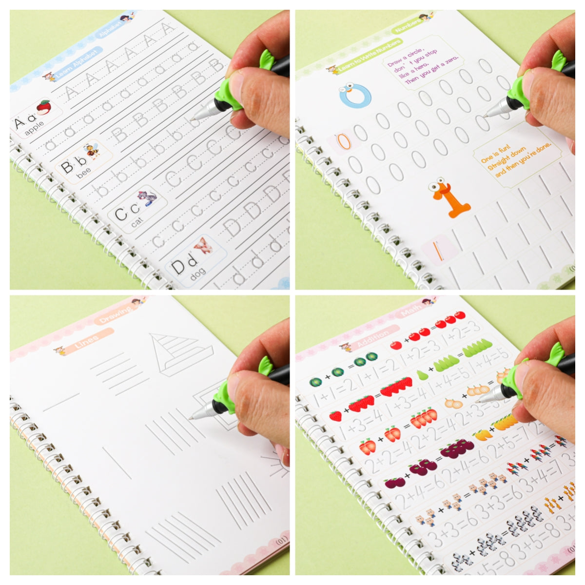4-in-1 Magic Reusable Practice Copybook Set